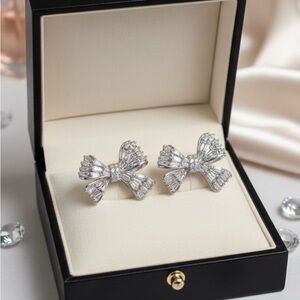 Elegant Silver Bow Earrings